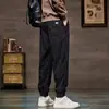 Calça de Veludo Cotelê Masculina Outono Inverno Afunilada Calça Jogger Masculina Calça Jogger Listrada Solta Casual Versátil Harem Calça Longa