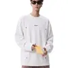 Camiseta Longa Tendência Ins Moda Streetwear Americano para Homens e Mulheres Primavera e Outono Novo Moletom com Gola Redonda Camisa Camada Base Interna Masculina
