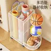 Cesta de Almacenamiento para Esterilla de Yoga Estante de Almacenamiento para Equipo Deportivo de Fitness con Ruedas Estante de Almacenamiento para Huecos del Hogar Baloncesto Bádminton