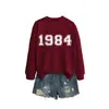 Amazon eBay sitio independiente casual simple cómodo mujer 1984 digital otoño e invierno nuevo cuello redondo manga larga sudadera