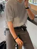 Camiseta de Manga Corta de Punto Hueco Estilo Hong Kong para Hombre, Nueva de Verano 2026, Diseño Coreano de Moda, Ajuste Holgado Único de Media Manga