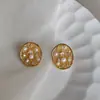 Brincos de Pérola Natural Metal High-End Geométrico Versátil Apanhador de Sonhos Stud Earrings Brincos Brincos