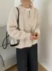 Cárdigan de Punto con Cuello Redondo y Doble Cremallera 2025 Otoño e Invierno Nuevo Suéter Chaqueta Holgado y Versátil de Color Sólido Estilo Perezoso para Mujer