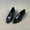 Chuyuji 2026 Nuevos Mocasines Vintage Sencillos para Mujer, Zapatos de Piel Slip-On de Tacón Grueso Estilo Británico
