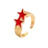 Anillo Personalizado de Estrella de Cinco Puntas con Goteo de Aceite de Colores para Mujer Moda Transfronteriza Diseño de Nicho Anillo Abierto de Estrella de Gama Alta