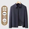 (À prova de três e fácil de cuidar) Nova jaqueta masculina de outono com gola colada sem costura, jaqueta casual microelástica de nylon-spandex