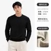 Estilo Old Money, suéter de tricô simples com gola redonda e listras verticais, pulôver masculino de manga longa liso, peça básica casual, top quente