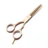 Tijeras de estilista de 5.5 pulgadas de lujo en color dorado con mangos simétricos, Tijeras de peluquería, Tijeras planas, Tijeras para flequillo, Tijeras entresacadoras