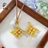 Popular Colgante de Cruz Vajra Deslumbrante Hueco con Incrustaciones de Diamantes Estilo Antiguo de Xiaohongshu Exquisito Collar Cadena para Suéter