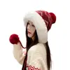 Gorro de Felpa con Protección para los Oídos para Mujer, Grueso y Forrado de Polar Cálido para Otoño e Invierno, Gorro de Tejido Versátil con Pompón a Prueba de Frío