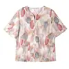 Verano 2025 nuevo casual suelto manga corta top estampado mujer mediana edad madre jersey camisa de gasa marea
