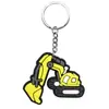 Llavero de Goma Suave de PVC de Coche de Dibujos Animados Llavero de Vehículo de Construcción Excavadora Colgante de Decoración para Mochila DIY para Niños Venta al por Mayor