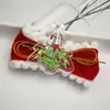 Pinza para el pelo con lazo de terciopelo rojo navideño, set de tocado con campana y borla de dibujos animados lindos de Papá Noel para niños