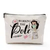 Bolsa de Cosméticos Impermeable Estilo Enfermera con Estampado de Algodón y Lino, Bolsa de Almacenamiento con Cremallera de Diseño Especial, Transfronteriza