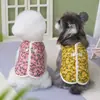 Roupas para Pets Outono e Inverno Novo Estilo Venda Direta da Fábrica Atacado Roupas para Gatos Roupas para Cachorros 26 Colete de Algodão Floral -Y