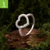 Anillo Original Yinziyun de Plata de Ley s925 con Moissanita de un Quilate en Forma de Corazón, Exquisito y Lujoso, Anillo Apilable