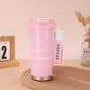 Taza de Café Doble para Llevar Transfronteriza con Correa, Portátil, para Usar en el Coche, Viajes, Sellada, Antifugas, Celebridad de Internet, Estilo Retro, Termo