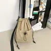 Bolsa Saco Estilo Coreano com Cordão Fresca Alto Valor de Aparência Textura Tecido de Nylon Elegante Bolsa de Ombro Pequena Bolsa Transversal de Ombro Único Fofa