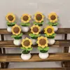 Planta de Girasol Tejida a Crochet Transfronteriza Hilo Flor Artificial Pequeña Decoración Día del Maestro Temporada de Graduación Regalo