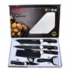Conjunto de Facas de Chef Marteladas Pintadas em Spray com Padrão de Diamante, Cabo Grande, Seis Peças, Caixa de Presente Corporativo, Conjunto de Facas de Cozinha
