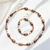Conjunto de Pulsera y Collar de Perlas de Agua Dulce Naturales y Madera de Ágar de Alta Calidad