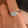 Anillo de plata de ley S925 con diseño de galaxia de ocho corazones y ocho flechas y moissanita, anillo creativo y moderno de color D de un quilate, joyería de lujo ligero