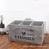 Caja de Almacenamiento para Cubiertos y Utensilios de Cocina Plegables Transfronterizos, Caja de Madera para Almacenamiento y Organización de Utensilios de Cocina de Escritorio y Montaje en Pared