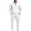 Conjunto Deportivo de Dos Piezas para Hombre con Forro de Polar Transfronterizo 2026 Tejido de Punto Media Cremallera Cuello Alto Ropa de Trabajo Pantalones Jogger Juego de Nueve Colores