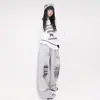 Nuevos Pantalones Largos Grises con Cordón, Estilo Street Dance de Moda, Estampado de Pantalla con Diseño Desgastado, Hip-Hop, Pantalones Deportivos Retro para Street Jazz