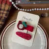 Nuevo Clip para el Cabello de Dibujos Animados Rojos Estilo Coreano Tela Hecho a Mano Clip para Flequillo Lateral de Niñas Accesorio para el Cabello para Niñas