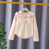 Moletom Feminino Primavera e Outono 2025 Novo Estilo Tamanhos Médio e Grande Moda Infantil Elegante Roupas de Outono para Meninas Roupas Infantis Tops com Capuz de Manga Longa
