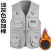 Jaqueta colete de algodão masculina, novo estilo, colete de pesca com múltiplos bolsos, roupas de algodão masculinas para outono e inverno