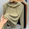 Camiseta Básica con Capucha Derong para Mujer 2025 Nuevo Estilo Popular Otoñal Sudadera con Capucha Interior en Capas Top