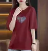Camiseta de manga corta estilo europeo extragrande para mujer, talla grande, corte holgado, para mujeres ligeramente rellenitas, comercio exterior transfronterizo, mediana-larga.