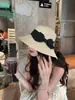Sombrero de Paja de Verano para Mujer, Mismo Estilo que la Celebridad Sun Li, Sombrero de Pescador Artístico con Lazo, Sombrero de Sol, Moda de Protección Solar con Ala Ancha