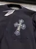 24SS CH Industria Pesada Brazo Cruzado Liu Ding Cuero Falso Dos Piezas Manga Larga Camiseta Pareja Transfronterizo Exclusivo