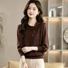 Camisa de Outono Atacado Feminina Solta Estilosa Redutora de Idade Emagrecedora Versátil Temperamento