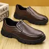 Sapatos de Couro Masculinos, Sapatos Casuais de Couro PU Masculinos, Solado Macio, Antiderrapante, Sapatos de Calçar Fácil para Pais de Meia-Idade e Idosos