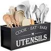 Caja de almacenamiento de vajilla de cocina transfronteriza, caja de almacenamiento de cuchillos y tenedores para encimera de cocina, soporte de clasificación de herramientas de cocina de madera