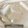 Collar de Espiga de Trigo Dongdaemun de Corea del Sur Sudadera de Perlas Cadena para Clavícula de Mujer Cadena de Suéter Moda Simple Nácar