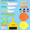 Cuchillo de Plástico para Fruta para Educación Temprana Infantil Cuchillo para Pelar Melón y Fruta Tabla de Cortar Patatas Molde para Galletas para Alimentos Complementarios Juego de Recogedor y Escoba