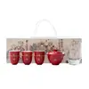 Juego de Té Kung Fu Completo de las Dinastías Tang y Song con Diseño de Mariposa Estampado en Oro, Juego de Gaiwan para el Hogar, Juego en Caja de Regalo, Juego de Té Completo Jihong