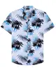 Camisa masculina de praia transfronteiriça com impressão digital 3D, tendência personalizada, folhas havaianas, flor, top versátil