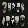Unhas usáveis de Halloween mais vendidas na Europa e América, peças de nail art de abóbora, caveira e fantasma puramente feitas à mão, produtos acabados para atacado de alta qualidade