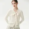 Intelectual e elegante~Novo cardigã de caxemira outono e inverno para mulheres, com design fluido, suéter de tricô, cardigã curto e peça de outer wear