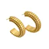 Pendientes de acero inoxidable con forma de C, minimalistas, de moda europea y americana, personalizados, de acero de titanio, oro de 18 quilates, estilo de celebridad de internet para mujer