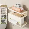 Portarrollos de papel higiénico de ventosa para baño sin taladro, estante de almacenamiento, caja de pañuelos de pared, portarrollos de papel higiénico para el hogar