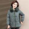 Casaco de inverno feminino novo para meia-idade e idosos, jaqueta de algodão acolchoada quente da moda, gola de pele, casaco curto de algodão acolchoado da moda, espessado, solto, grande