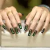 Olho de Gato Esmeralda Luxo Leve Textura de Alta Qualidade Estilo Elegante e Delicado Estilo Irmã Real Nail Art Iluminadora 30 Unidades Unhas Postiças