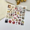 Nueva colección estética de dibujos animados dorada y roja de seis pegatinas en relieve para journaling, decoración de fundas de teléfono y materiales de bricolaje
